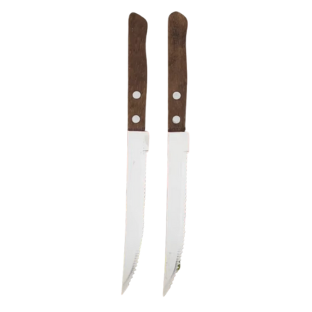 Sharp Stainless Steel Steak Knives with Wood Handles