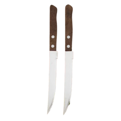 Sharp Stainless Steel Steak Knives with Wood Handles