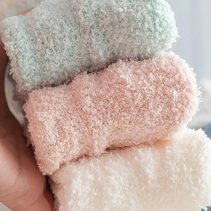 Soft Pink Fuzzy Winter Socks