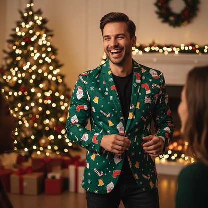 Festive Holiday Party Blazer Jacket for Men