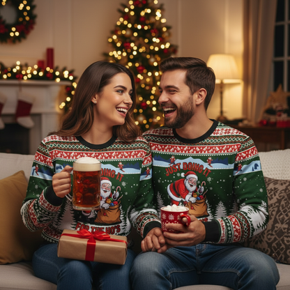 Humorous Beer Xmas Sweater Long Sleeve Funny Print - Hehif