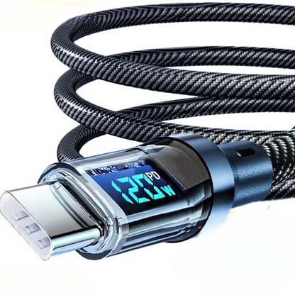 Quick 120W USB-C Fast Charge Cord with LED Indicator - Hehif