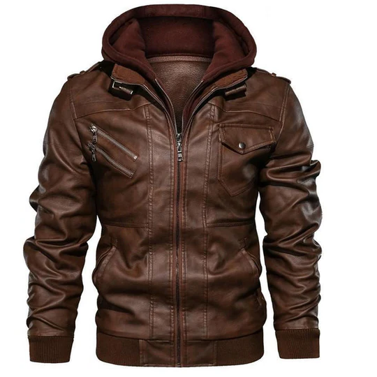 Classic Leather Mens Coat - Hehif