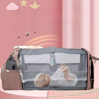Compact Travel Crib and Spacious Baby Diaper Bag Backpack