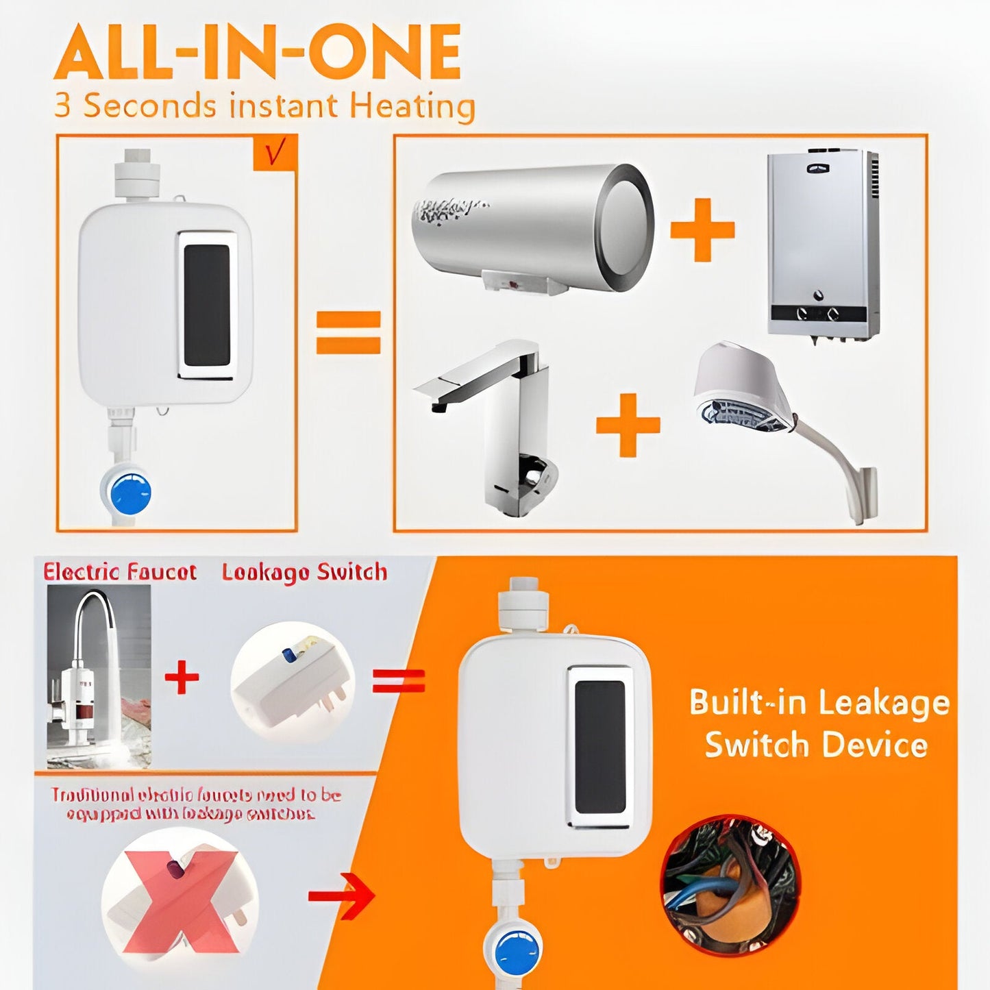 Compact Instant Electric Water Heater 3500W
