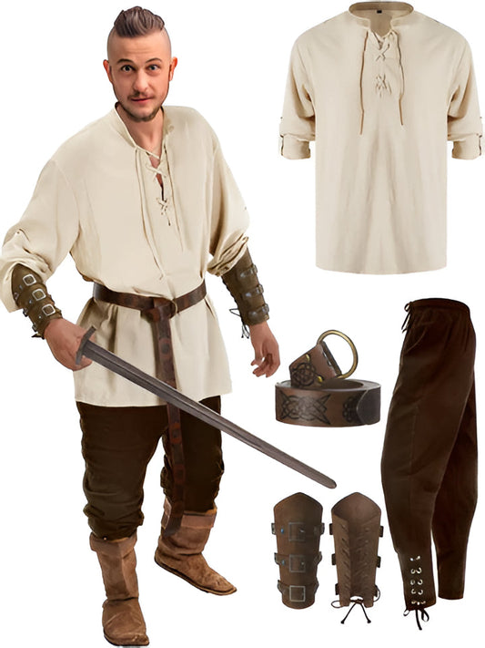 Authentic 4 Piece Pirate Mens Costume - Hehif