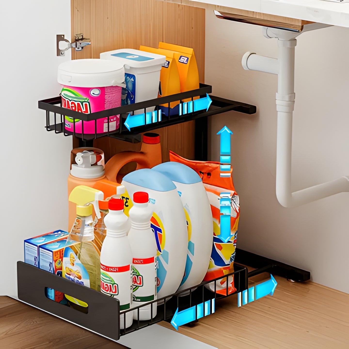 Double Layer Roll Out Bathroom Storage