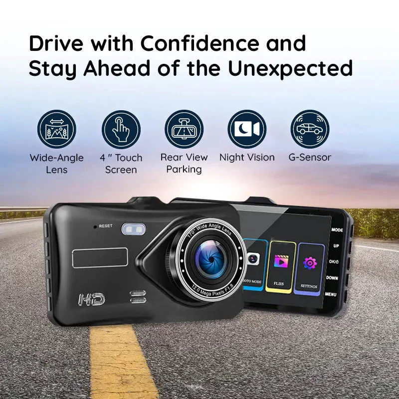 HD Dual Lens Car Dash Camera 1080P Wide View
