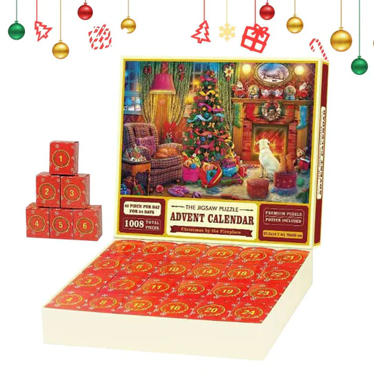 Fun Holiday 24-Day Jigsaw Puzzle Box Set - Hehif