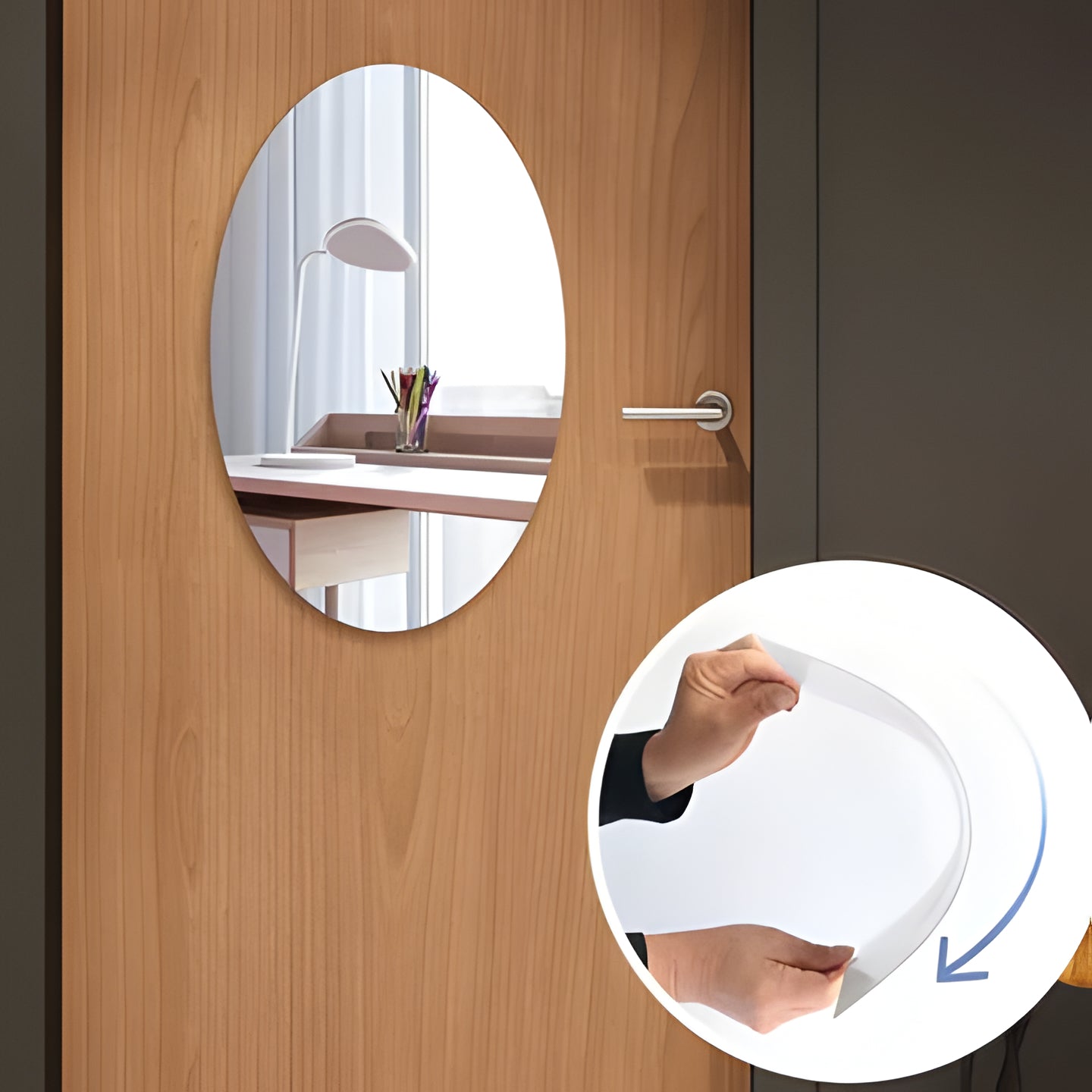 Sticky Wall Mirror | Oval Glass - Hehif