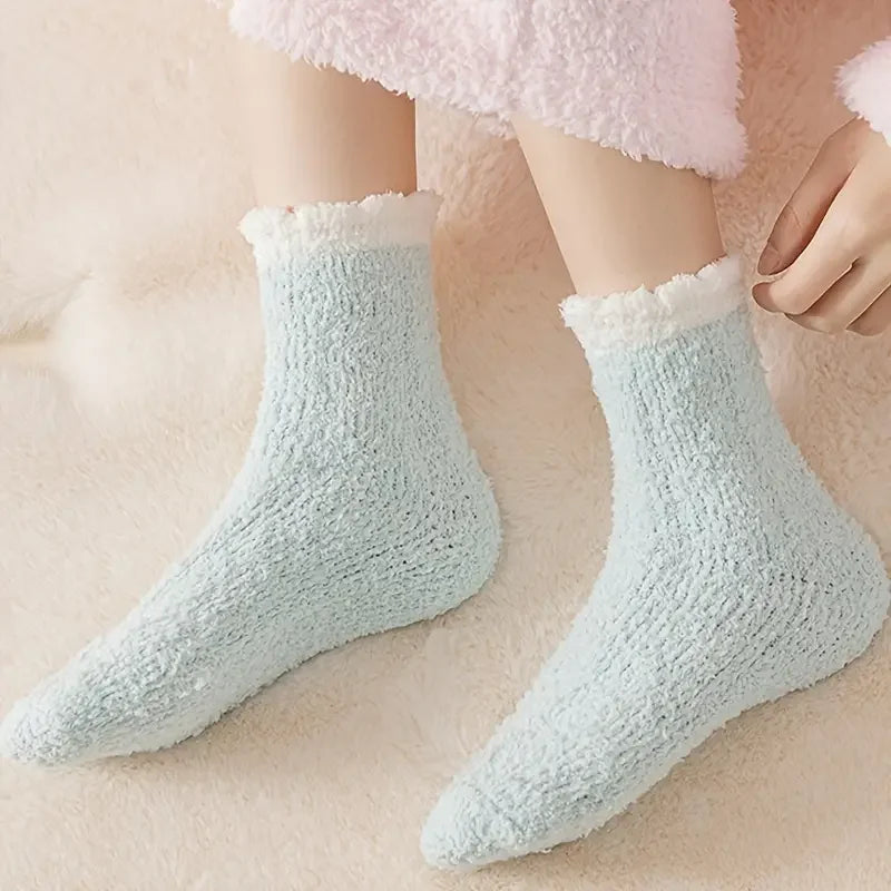 Soft Pink Fuzzy Winter Socks