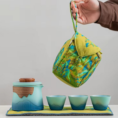 Compact Colorful Travel Tea Infuser Set with Pot and Cups