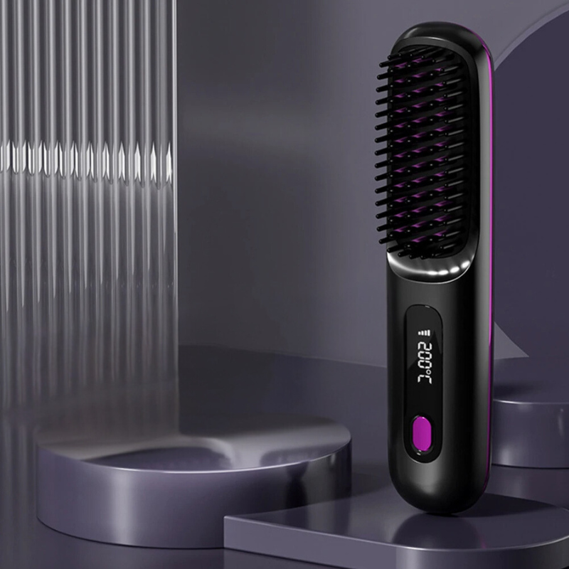 Electric Hair Straightener Brush with LCD Screen