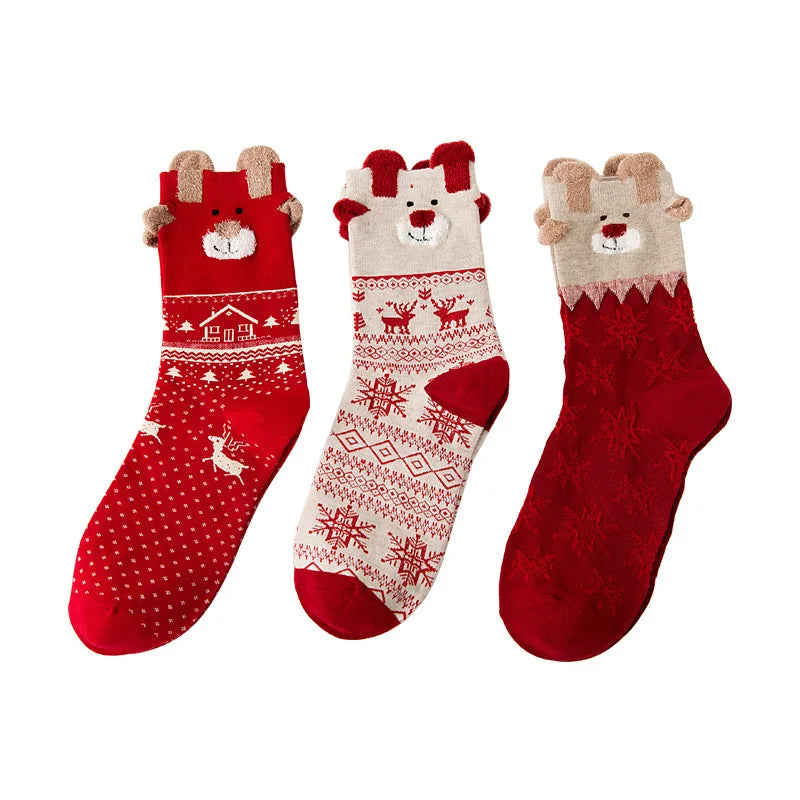 Holiday Red Rudolph Christmas Socks for Women