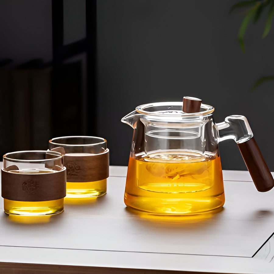 Stylish 20oz Glass Teapot and Cup Set for Home Brew