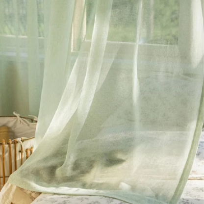 Pastel Green Lightweight Window Curtains - Hehif