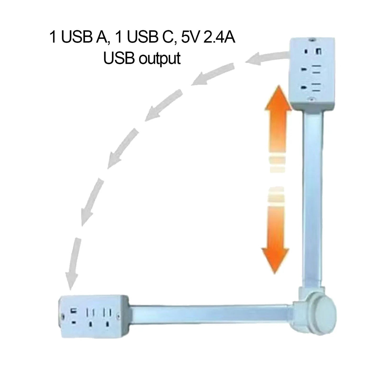Flexible Wall Plug Outlet with USB Ports