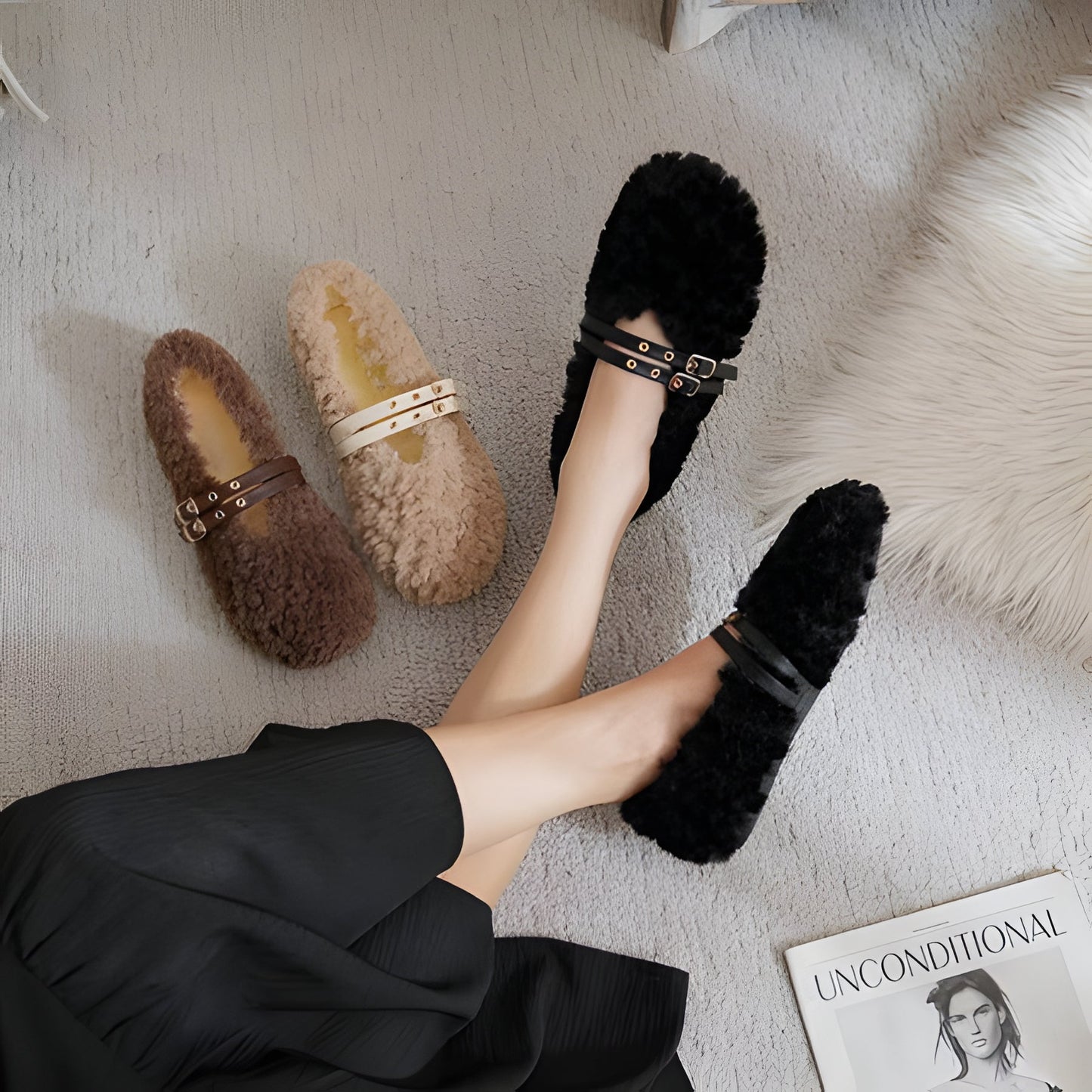 Comfortable Women's Fuzzy Slip On Shoes