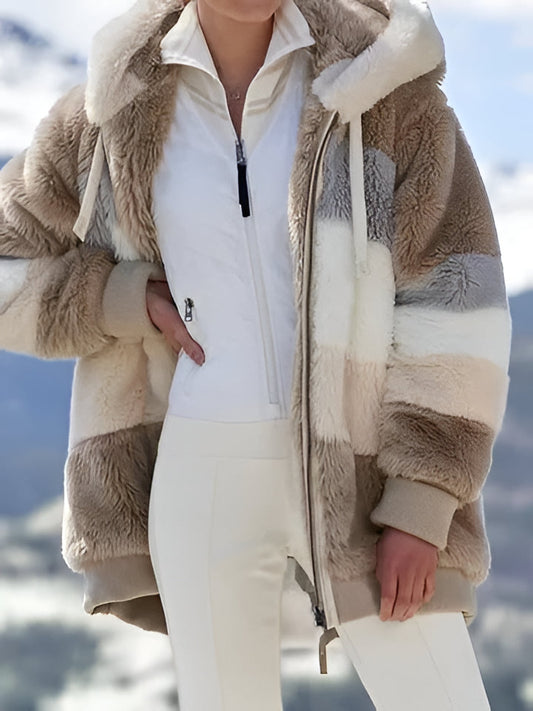Warm Grey Wool Filled Winter Coat - Hehif