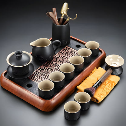 Traditional Chinese Tea Set with Safe Handle Teapot and Cups