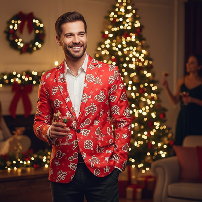 Festive Holiday Party Blazer Jacket for Men
