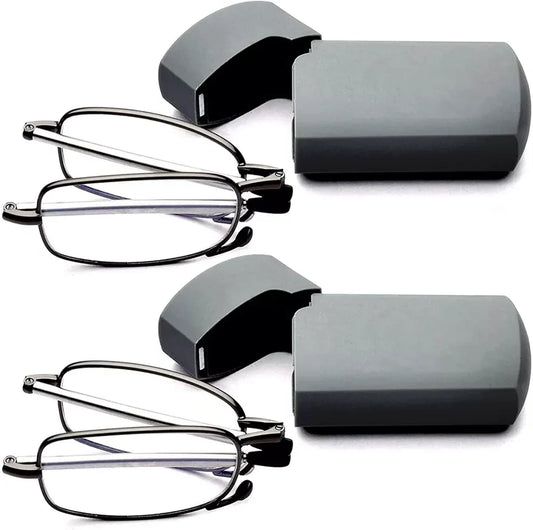 Compact Travel Reading Glasses with Storage Case - Hehif