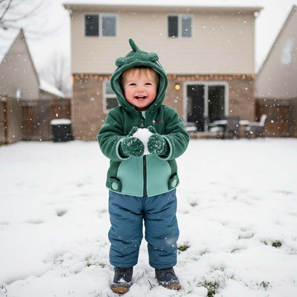 Warm Kids Fleece Hoodie with Fun Dino Print