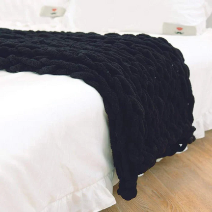 Plush Thick Cable Knit Blanket for Home Decor