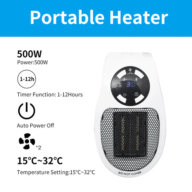 Compact 500W Personal Space Heater
