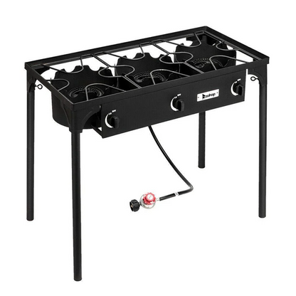 Compact Propane Camping Stove Grill 3 Burner Outdoor Cooker