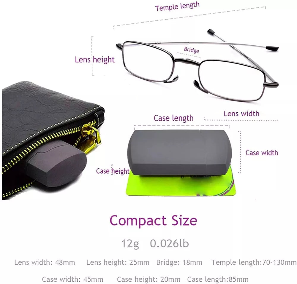 Compact Travel Reading Glasses with Storage Case