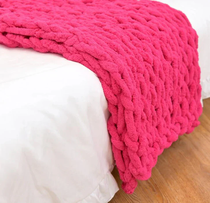 Plush Thick Cable Knit Blanket for Home Decor