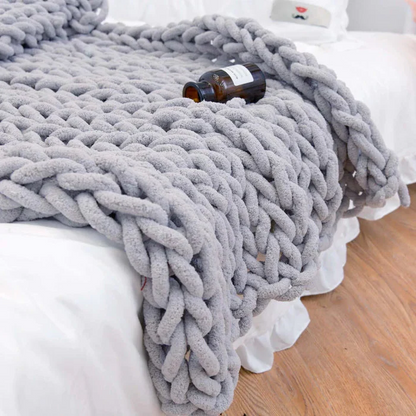 Plush Thick Cable Knit Blanket for Home Decor