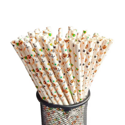 Vibrant Holiday Paper Straws 25ct Disposable Party Straws