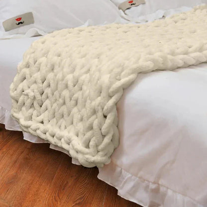 Plush Thick Cable Knit Blanket for Home Decor
