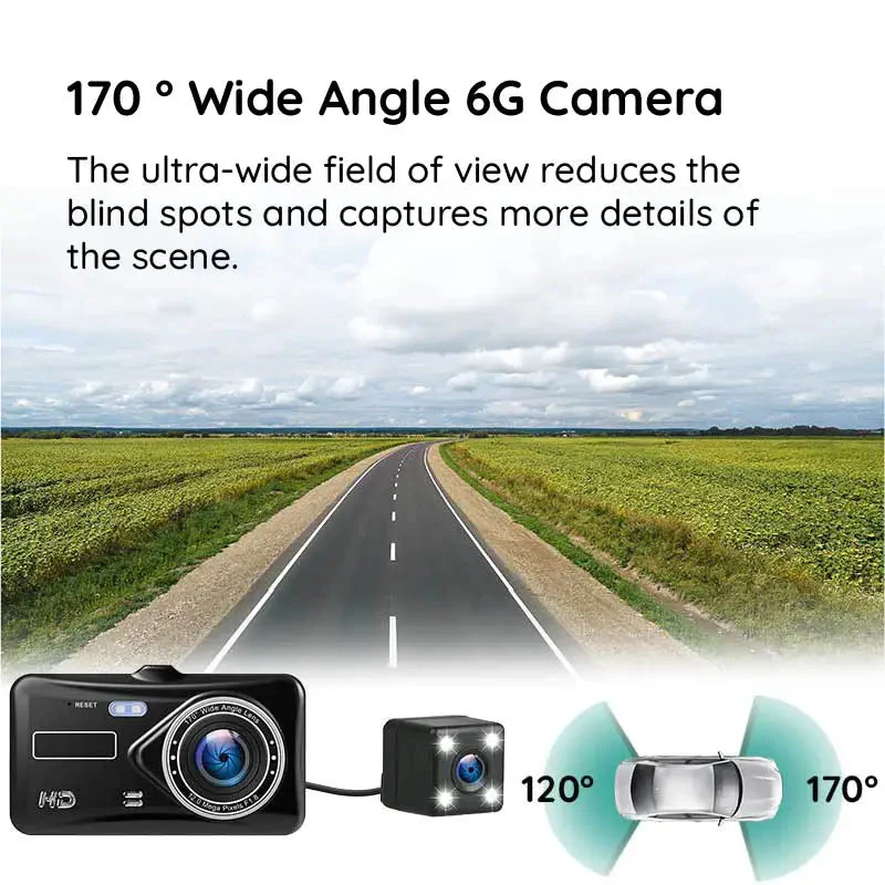 HD Dual Lens Car Dash Camera 1080P Wide View