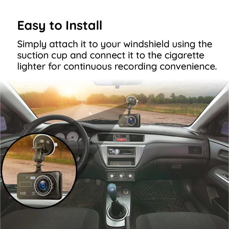 HD Dual Lens Car Dash Camera 1080P Wide View
