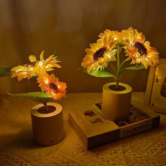 Bright Floral Table Lamp with LED Lights