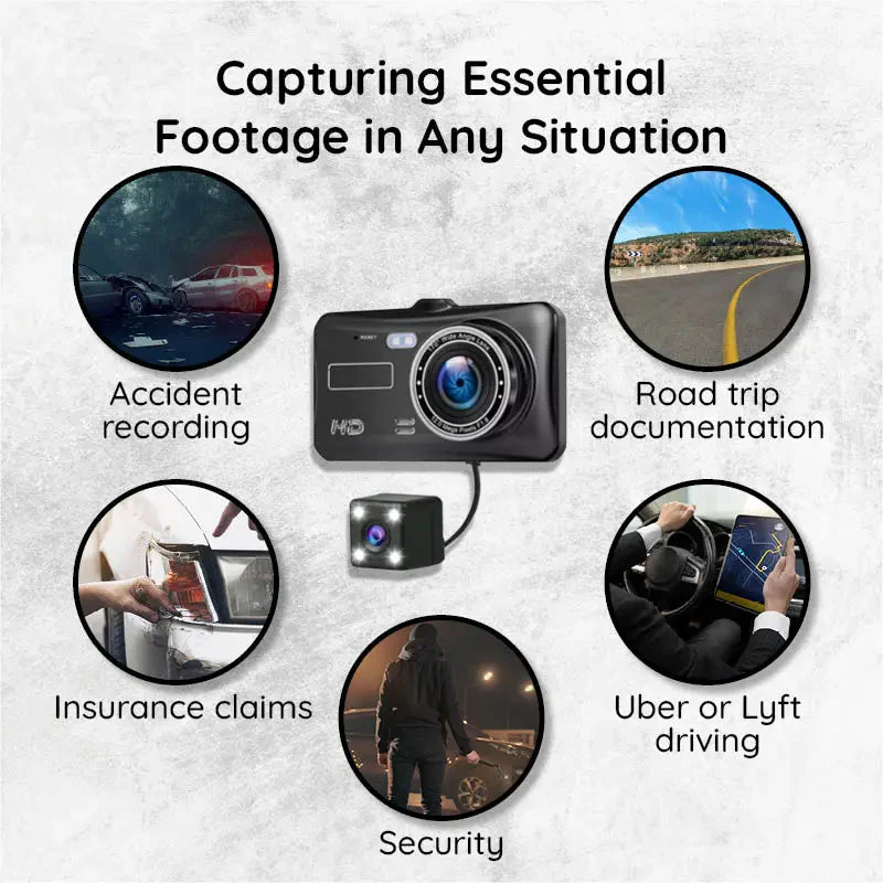 HD Dual Lens Car Dash Camera 1080P Wide View