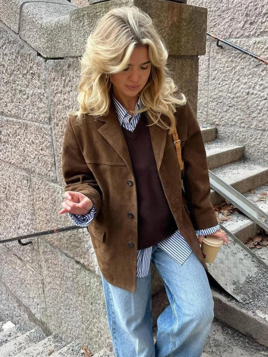 Classic Tan Leather Blazer
