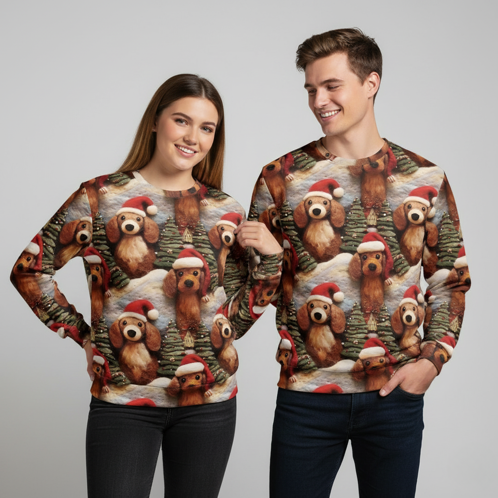 Festive 3D Xmas Tree Graphic Sweatshirt