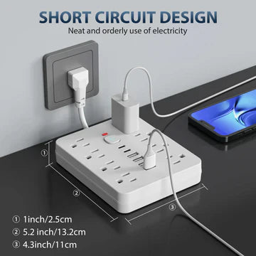 Compact 14-Port Surge Protector Power Strip