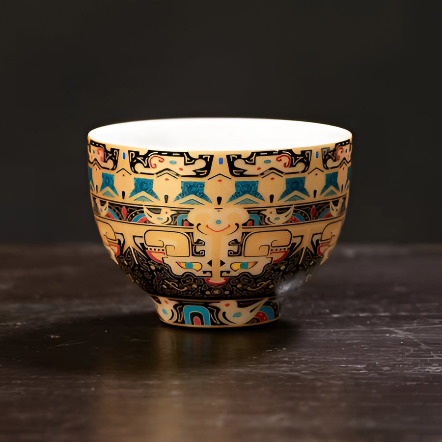 Delicate Blue Floral Porcelain Tea Cup Set with Gold Top
