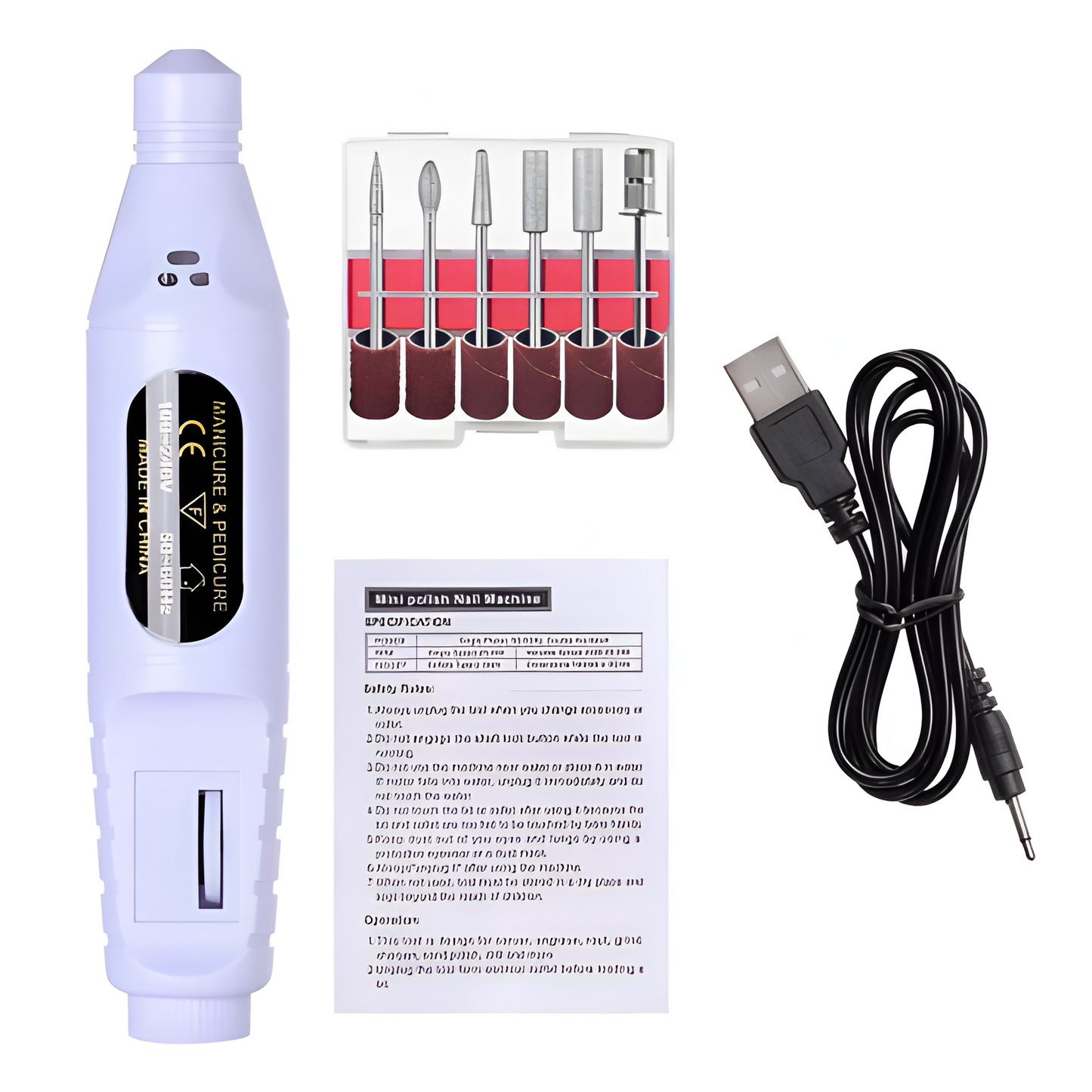 Compact Nail Care Drill Set with Travel Case
