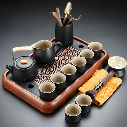 Traditional Chinese Tea Set with Safe Handle Teapot and Cups