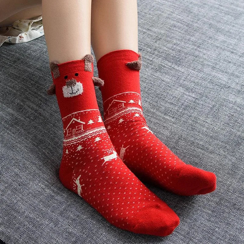 Holiday Red Rudolph Christmas Socks for Women