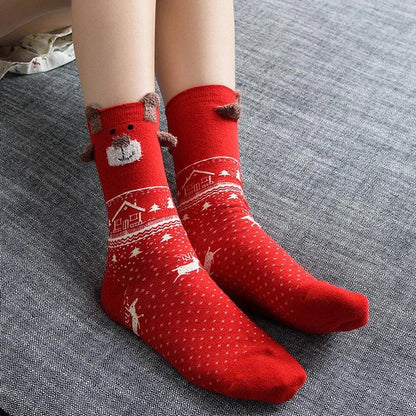 Holiday Red Rudolph Christmas Socks for Women