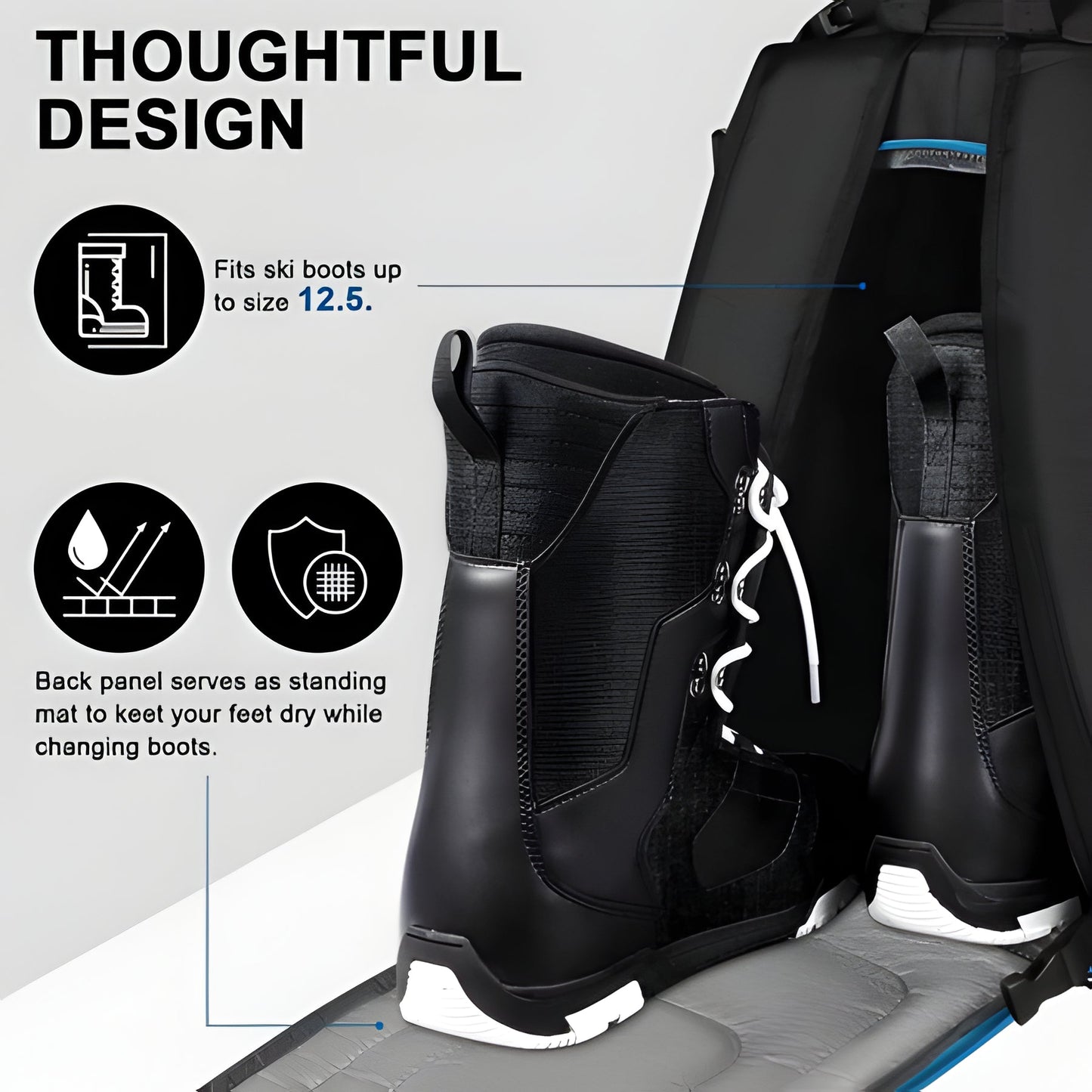 Spacious Ski Boot Bag 13.2 Gallon Water Resistant Backpack