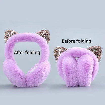 Warm Fuzzy Cat Ear Headphones for Cold Weather