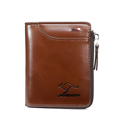 Secure Leather Wallet with Zipper and Multiple Card Slots
